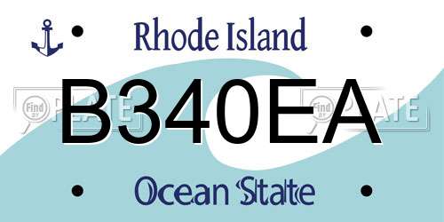B340EA Rhode Island License Plate