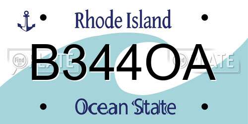 B344OA Rhode Island License Plate