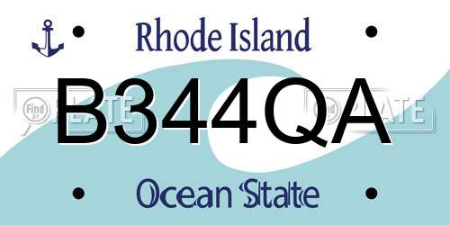 B344QA Rhode Island License Plate