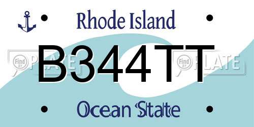 B344TT Rhode Island License Plate