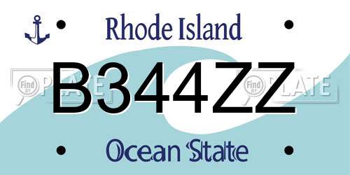 B344ZZ Rhode Island License Plate
