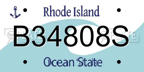 B34808S Rhode Island License Plate