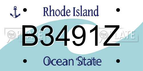 B3491Z Rhode Island License Plate