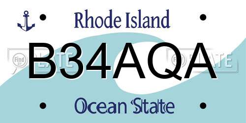 B34AQA Rhode Island License Plate