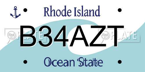 B34AZT Rhode Island License Plate