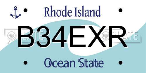 B34EXR Rhode Island License Plate