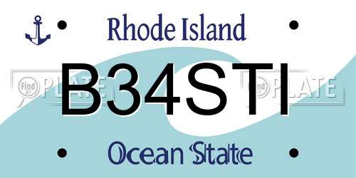 B34STI Rhode Island License Plate