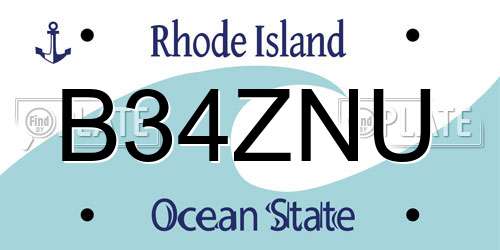 B34ZNU Rhode Island License Plate