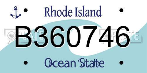 B360746 Rhode Island License Plate