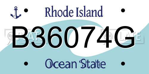 B36074G Rhode Island License Plate