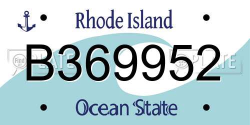 B369952 Rhode Island License Plate
