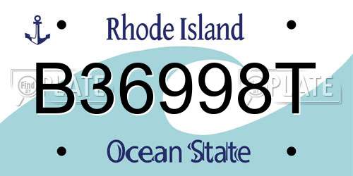 B36998T Rhode Island License Plate