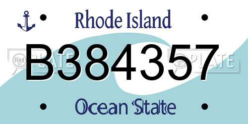 B384357 Rhode Island License Plate