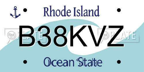 B38KVZ Rhode Island License Plate