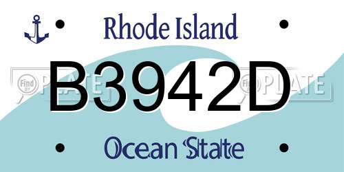 B3942D Rhode Island License Plate