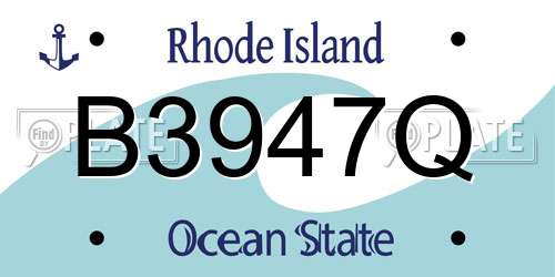 B3947Q Rhode Island License Plate