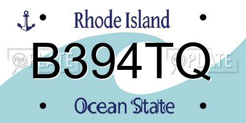 B394TQ Rhode Island License Plate