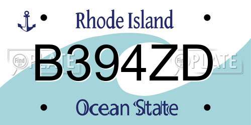B394ZD Rhode Island License Plate