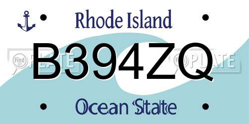 B394ZQ Rhode Island License Plate
