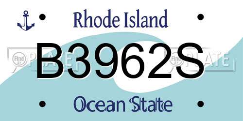 B3962S Rhode Island License Plate