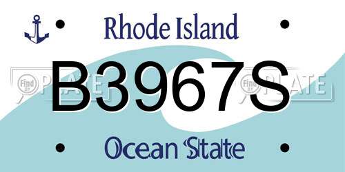 B3967S Rhode Island License Plate