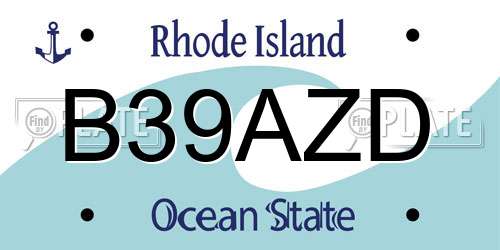 B39AZD Rhode Island License Plate
