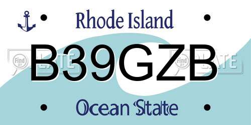 B39GZB Rhode Island License Plate