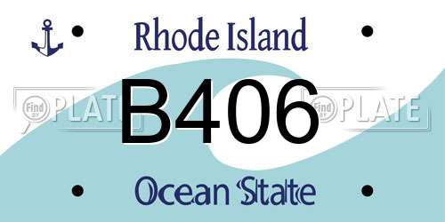 B406 Rhode Island License Plate