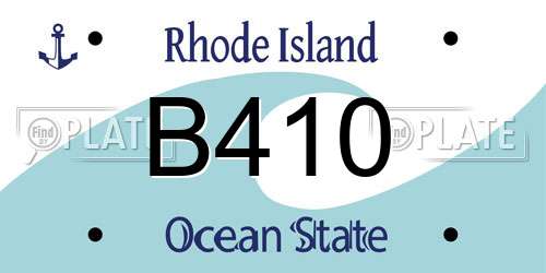 B410 Rhode Island License Plate