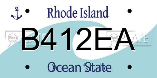 B412EA Rhode Island License Plate