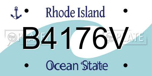 B4176V Rhode Island License Plate