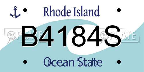 B4184S Rhode Island License Plate