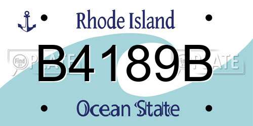 B4189B Rhode Island License Plate