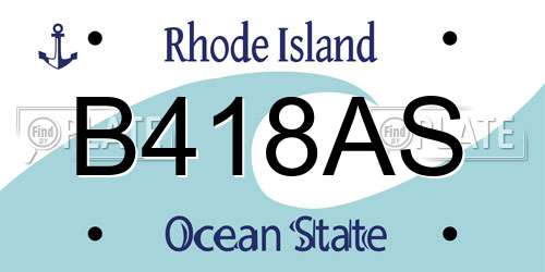 B418AS Rhode Island License Plate