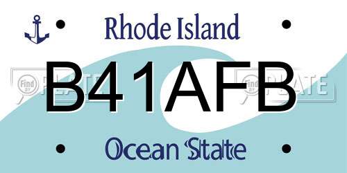 B41AFB Rhode Island License Plate