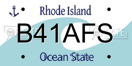 B41AFS Rhode Island License Plate