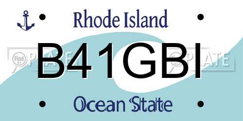 B41GBI Rhode Island License Plate