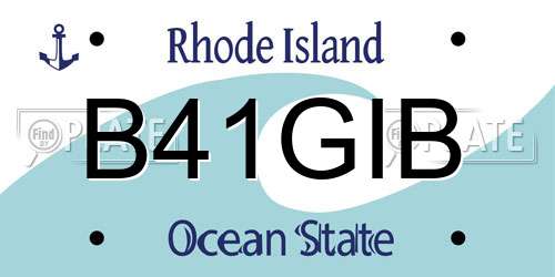 B41GIB Rhode Island License Plate