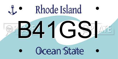 B41GSI Rhode Island License Plate