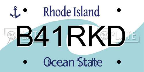 B41RKD Rhode Island License Plate
