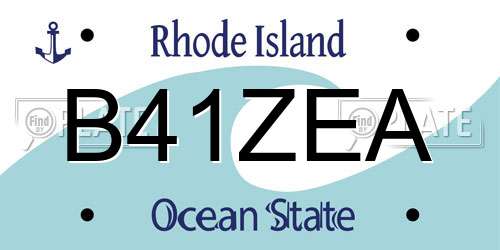 B41ZEA Rhode Island License Plate