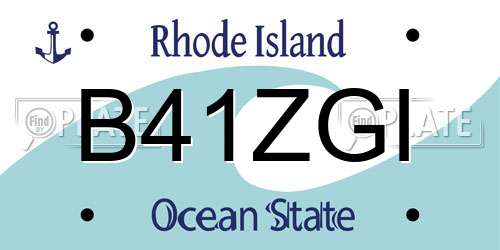 B41ZGI Rhode Island License Plate