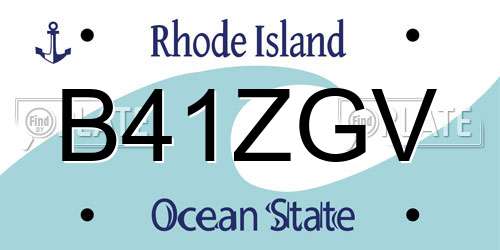 B41ZGV Rhode Island License Plate