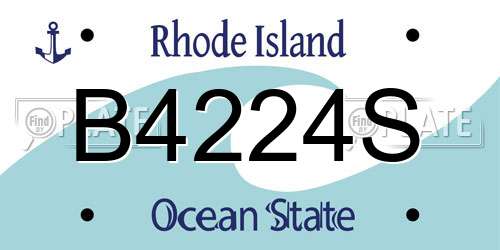 B4224S Rhode Island License Plate