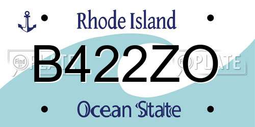 B422ZO Rhode Island License Plate