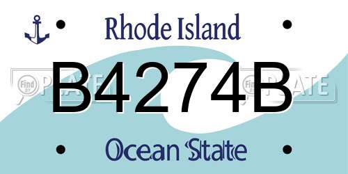 B4274B Rhode Island License Plate