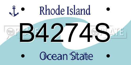 B4274S Rhode Island License Plate