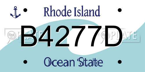 B4277D Rhode Island License Plate