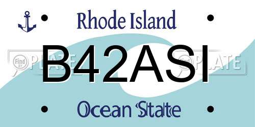 B42ASI Rhode Island License Plate