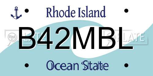 B42MBL Rhode Island License Plate
